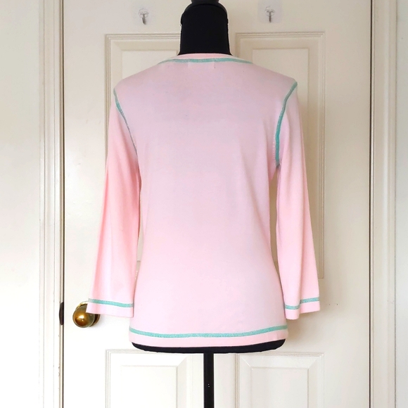 NWOT. i.e. relaxed Rayon Nylon Long Sleeve Top w/front multi color circle design - Picture 2 of 4